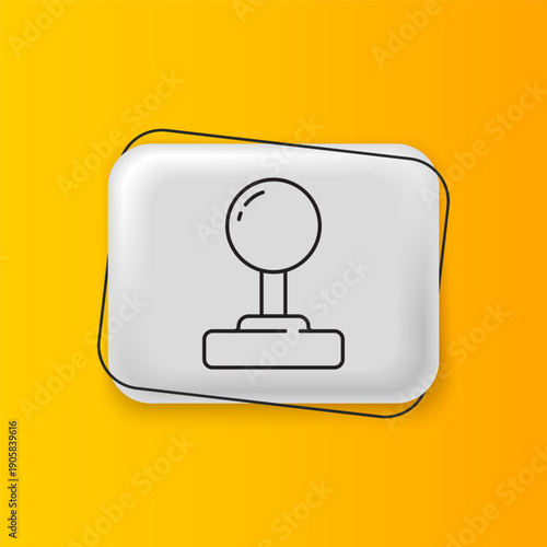 Black Joystick for arcade machine icon isolated on yellow background. Joystick gamepad. Silver rectangle button. Vector