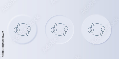 Grey Oil exchange, water transfer, convert icon isolated on grey background. Set icons in square buttons. Vector