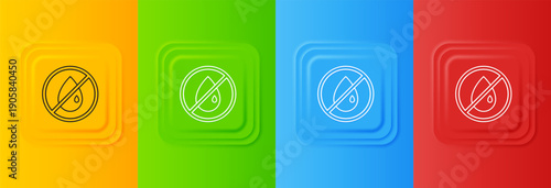 White No oil drop icon isolated on colorful background. Set icons in square buttons. Vector