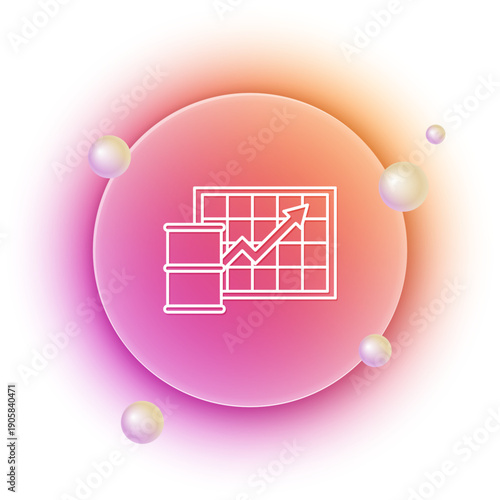 White Oil price increase icon isolated on white background. Oil industry crisis concept. Orange and pink gradient circle background. Vector