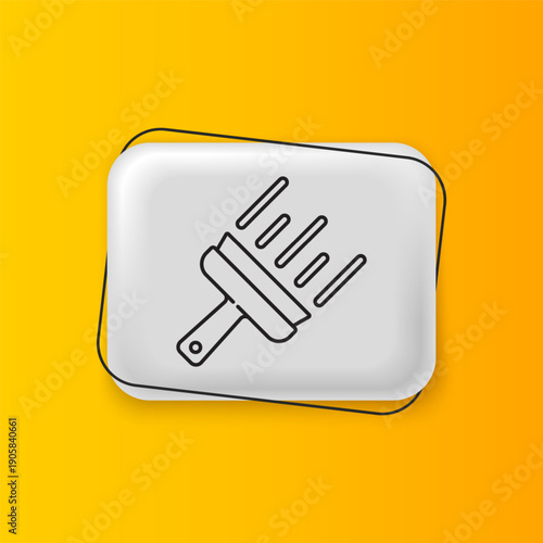 Black Cleaning service with of rubber cleaner for windows icon isolated on yellow background. Squeegee, scraper, wiper. Silver rectangle button. Vector
