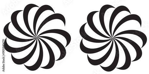 3d donuts flowers black and white graphic