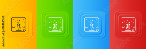 White Automatic irrigation sprinklers icon isolated on colorful background. Watering equipment. Garden element. Spray gun icon. Set icons in square buttons. Vector