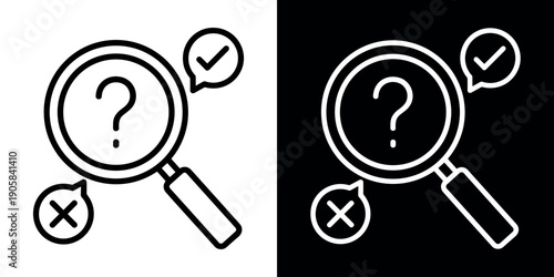 Decision making icon concept in flat black and white style on clean background vector illustration design