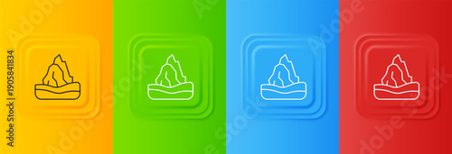 White Iceberg icon isolated on colorful background. Set icons in square buttons. Vector
