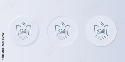 Grey Telephone 24 hours support icon isolated on grey background. All-day customer support call-center. Full time call services. Set icons in square buttons. Vector