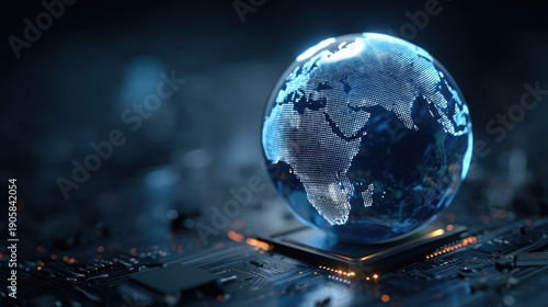 Digital globe on electronic circuitry