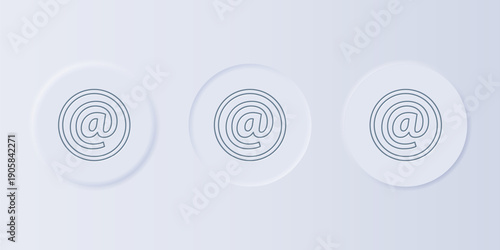 Grey Mail and e-mail icon isolated on grey background. Envelope symbol e-mail. Email message sign. Set icons in square buttons. Vector