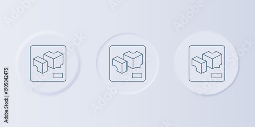 Grey 3D printer icon isolated on grey background. 3d printing. Set icons in square buttons. Vector