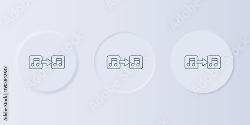 Grey Music note, tone icon isolated on grey background. Set icons in square buttons. Vector