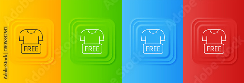 White Clothes donation icon isolated on colorful background. Set icons in square buttons. Vector