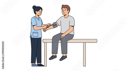 Health Check: A medical professional checks a patient's vital signs, showcasing care and the importance of health awareness. 