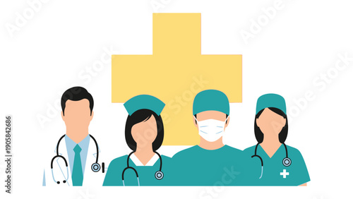 Medical Professionals in Uniform: A dedicated team of medical professionals stands united, exuding confidence and compassion.