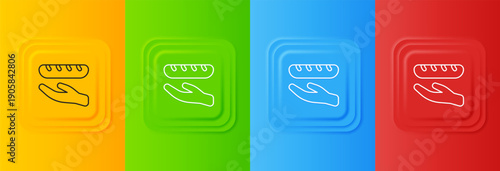 White Donation food icon isolated on colorful background. Set icons in square buttons. Vector