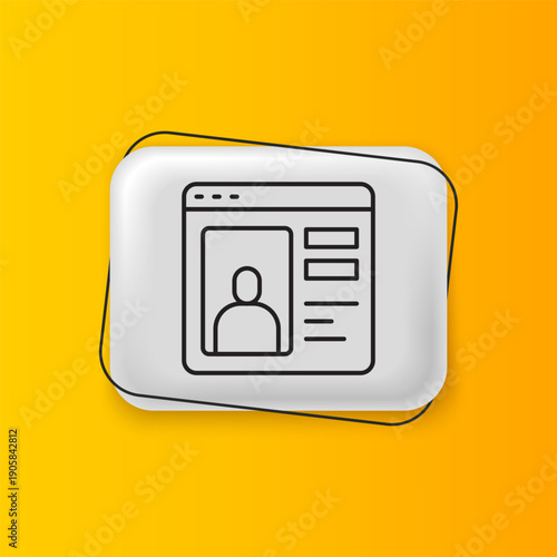 Black Dating app online laptop concept icon isolated on yellow background. Female male profile flat design. Couple match for relationship. Silver rectangle button. Vector