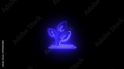 A glowing neon illustration depicts a small plant sprouting from the ground symbolizing growth and new beginnings high quality professional