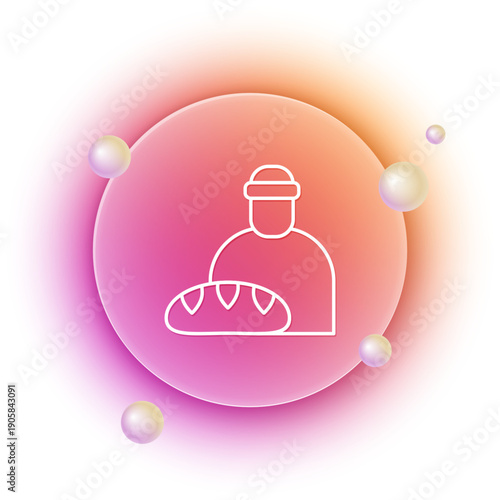 White Feeding the homeless icon isolated on white background. Help and support. Giving food to the hungry concept. Orange and pink gradient circle background. Vector