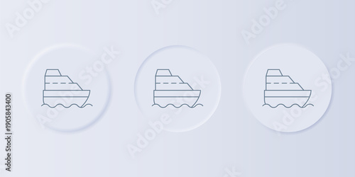 Grey Cruise ship in ocean icon isolated on grey background. Cruising the world. Set icons in square buttons. Vector