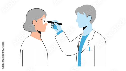Eye Examination: A medical professional conducts a detailed eye examination using specialized equipment, ensuring precise assessment of visual health for the patient.