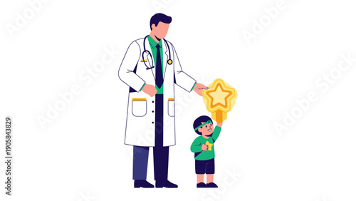 A Doctor's Encouragement: An illustrative scene depicting a caring doctor bestowing a star upon a child.