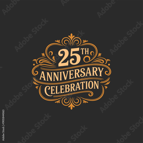 Elegant 25th Anniversary Celebration Design on Dark Background