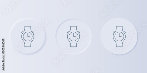 Grey Wrist watch icon isolated on grey background. Wristwatch icon. Set icons in square buttons. Vector
