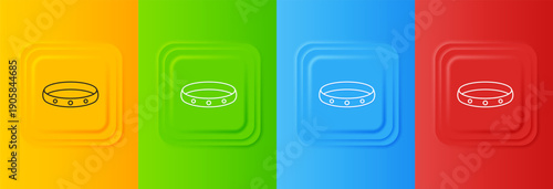 White Gold ring icon isolated on colorful background. Set icons in square buttons. Vector