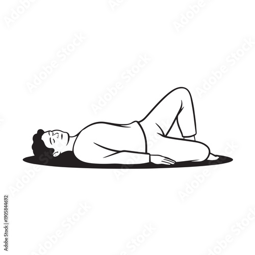 Person resting in supine position for relaxation and mindfulness meditation session