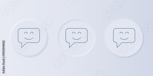 Grey Smile face icon isolated on grey background. Smiling emoticon. Happy smiley chat symbol. Set icons in square buttons. Vector