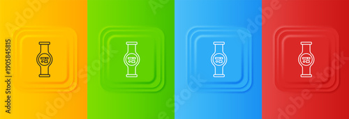 White Water meter with pipeline icon isolated on colorful background. Set icons in square buttons. Vector