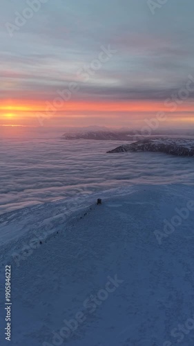Sonnenuntergang Heukuppe - Rax - Hochsteiermark - Österreich - Winter - Hochnebel - Nebelmeer - Alpen