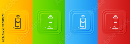 White Pepper spray icon isolated on colorful background. OC gas. Capsicum self defense aerosol. Set icons in square buttons. Vector
