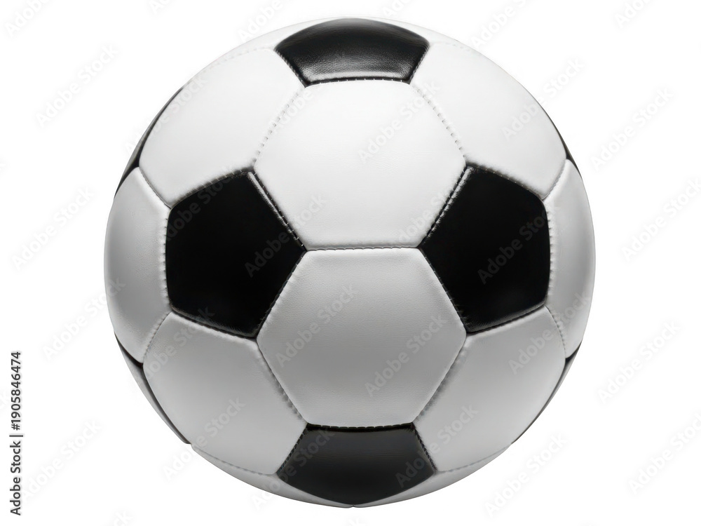 Naklejka premium Classic black and white soccer ball isolated on transparent background