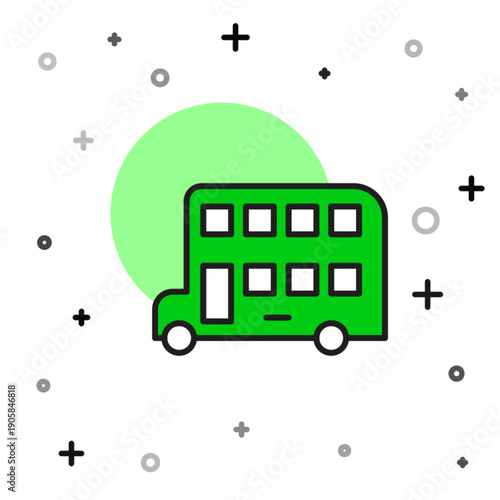 Filled outline Double decker bus icon isolated on white background. London classic passenger bus. Public transportation symbol. Vector