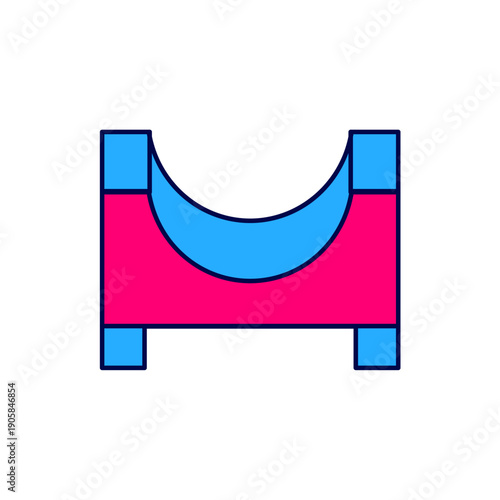 Filled outline Skate park icon isolated on white background. Set of ramp, roller, stairs for a skatepark. Extreme sport. Vector