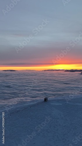 Sonnenuntergang Heukuppe - Rax - Hochsteiermark - Österreich - Winter - Hochnebel - Nebelmeer - Alpen