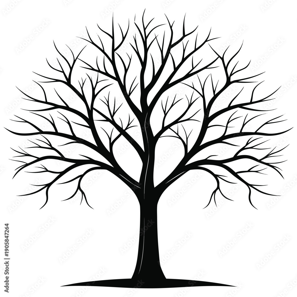 Fototapeta premium Set of Tree Vector Illustrations: Flat Design, Geometric, Spiritual, and Abstract Nature Concepts for Graphic Design.
