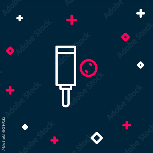 Line Wood cricket bat and ball icon isolated on blue background. Colorful outline concept. Vector