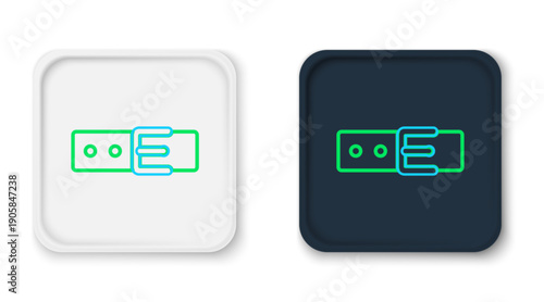 Line Collar with name tag icon isolated on white background. Simple supplies for domestic animal. Cat and dog care. Pet chains. Colorful outline concept. Vector