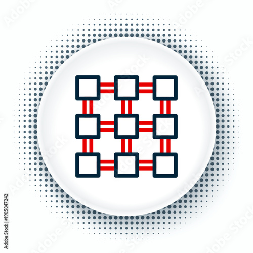 Line Blockchain technology icon isolated on white background. Cryptocurrency data. Abstract geometric block chain network technology business. Colorful outline concept. Vector