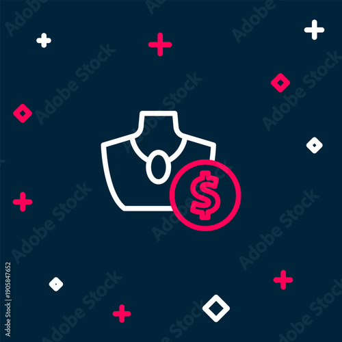 Line Auction jewelry sale icon isolated on blue background. Auction bidding. Sale and buyers. Colorful outline concept. Vector