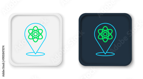 Line Atom icon isolated on white background. Symbol of science, education, nuclear physics, scientific research. Colorful outline concept. Vector