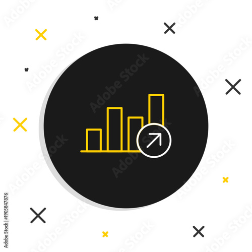 Line Financial growth increase icon isolated on white background. Increasing revenue. Colorful outline concept. Vector