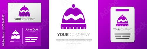 Logotype Winter hat icon isolated on white background. Logo design template element. Vector