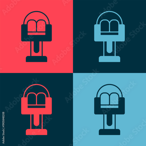 Pop art Attraction carousel icon isolated on color background. Amusement park. Childrens entertainment playground, recreation park. Vector