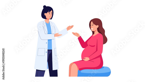 Pregnant Woman's Health Consultation: A concerned woman consults a doctor during pregnancy, emphasizing a professional interaction focused on health and well-being.