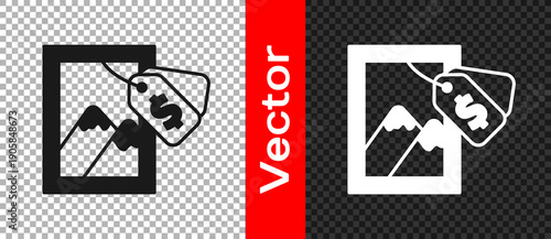 Black Auction painting icon isolated on transparent background. Auction bidding. Sale and buyers. Vector