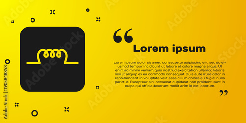 Black Inductor in electronic circuit icon isolated on yellow background. Vector