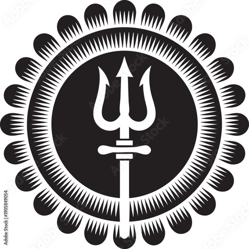 Trident Symbol in Circular Mandala Style Hindu Icon