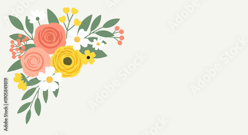 Colorful Floral Arrangement with Leaves and Blooms 1.